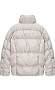 Стеганый пуховик с воротником-стойкой. Застежка на молнию. Низ изделия выполнен на регулируемой кулиске. Вышитый логотип на груди. На подкладке. 