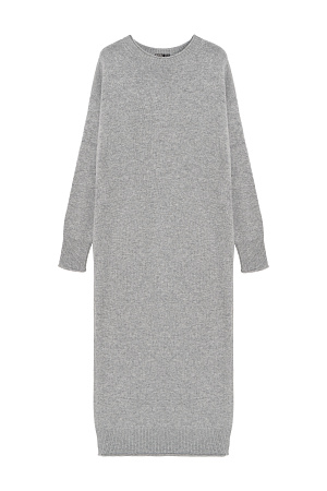 серый Трикотажное платье длины макси из смесовой шерсти с добавлением кашемира. Модель свободного силуэта со спущенной линией плеча и карманами. Края изделия выполнены в рубчик. Брендированный ярлык на спине. 
