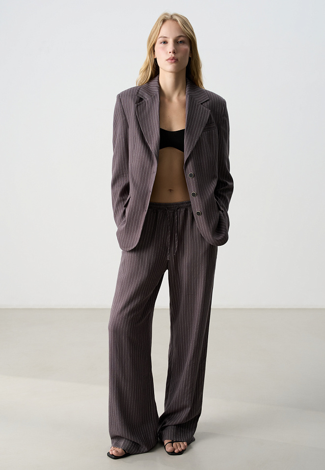 Жакет изо льна в полоску