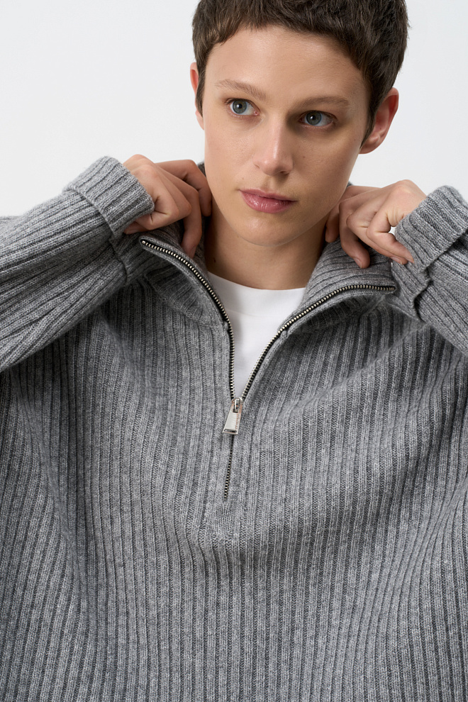 Джемпер в рубчик из кашемира и шерсти