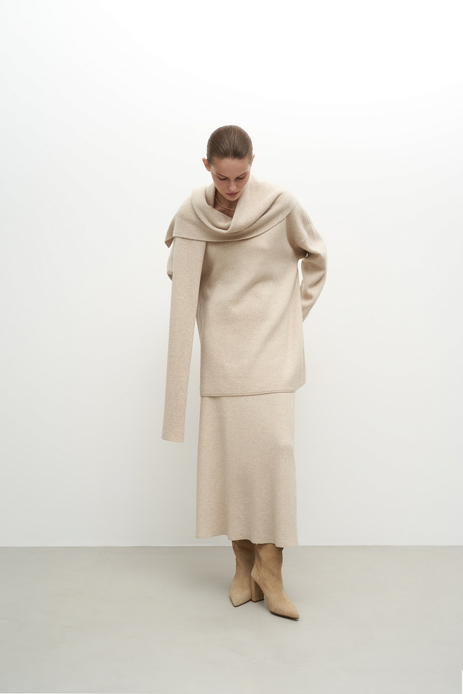 Расклешенная юбка миди из шерсти с кашемиром