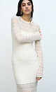 Ажурное платье длины миди из тонкой пряжи супер кид мохера и беби альпака. Модель приталенного силуэта, с длинными рукавами и круглым вырезом горловины. Платье-комбинация из вискозы в комплекте. 