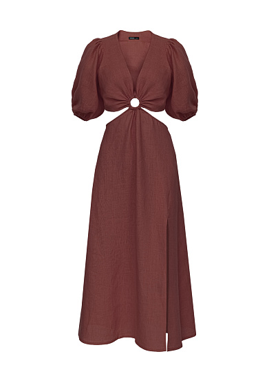 Льняное платье с разрезом сбоку