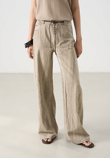 Льняные брюки со шнурком 