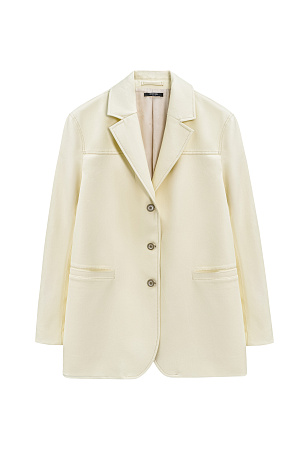 желтый Классический однобортный жакет из экокожи. Модель прямого кроя, с отложным воротником, карманам и застежкой на пуговицы. Изделие на подкладке.