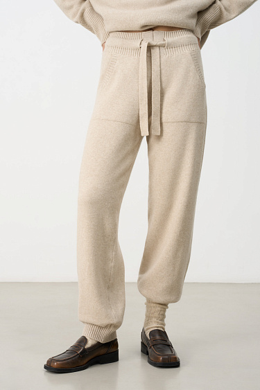 Трикотажные брюки-джоггеры из кашемира и шерсти