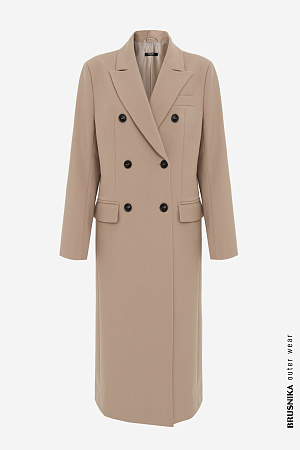 бежевый Двубортное, тонкое пальто из поливискозы с карманами по бокам. Застежка на пуговицах