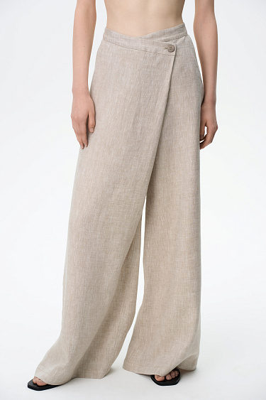 Брюки на запах из 100% льна