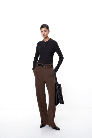 Лонгслив с воротником поло