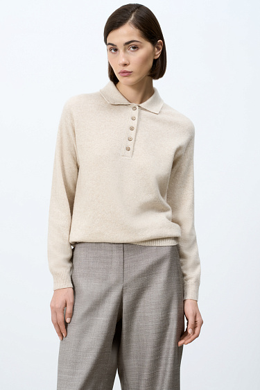 Джемпер из кашемира и шерсти с воротником поло