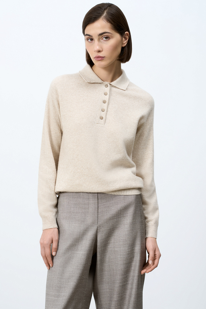 Джемпер из кашемира и шерсти с воротником поло
