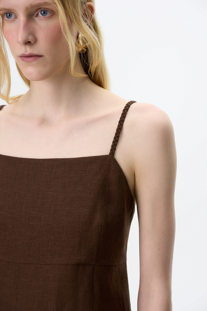 Сарафан с разрезом из 100% льна