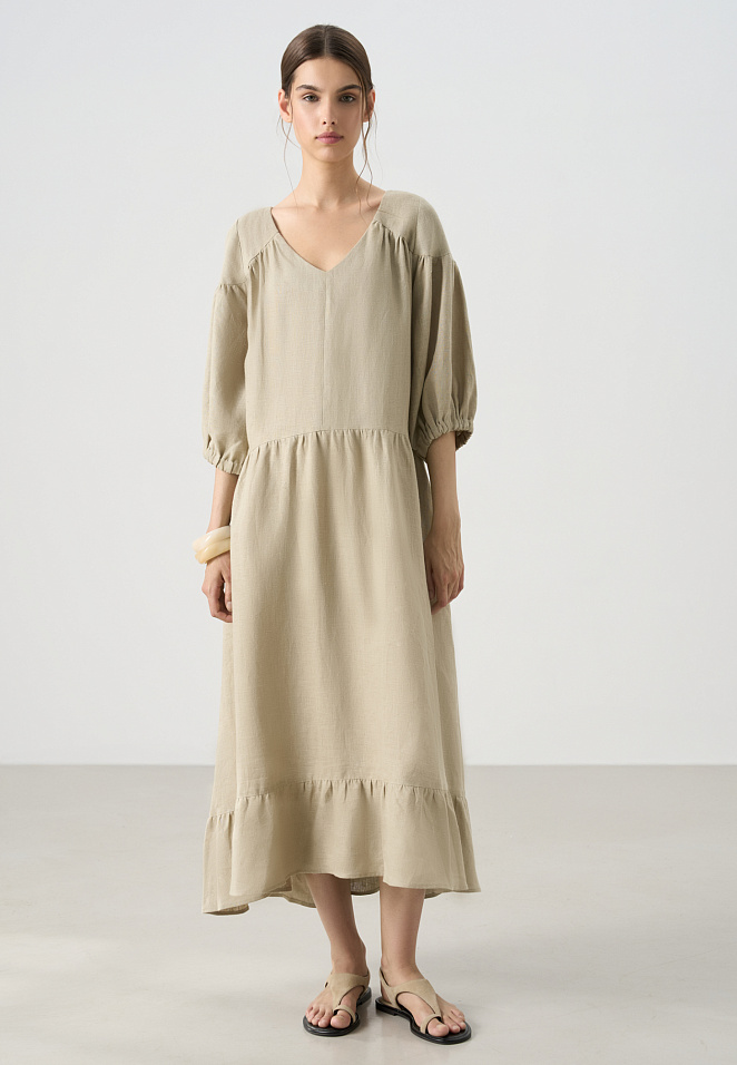 Платье из 100% льна с открытой спиной
