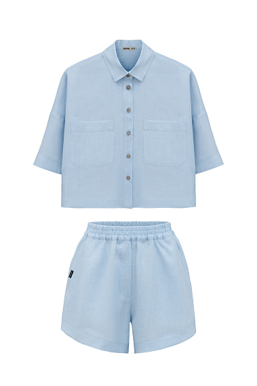 Костюм из 100% льна из рубашки и шорт