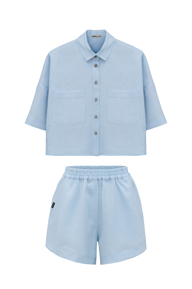 Костюм из 100% льна из рубашки и шорт
