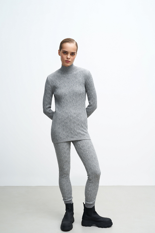 Трикотажные леггинсы из кашемира и шерсти с косами