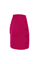 Трикотажная юбка длины мини из шерсти мериноса. Модель с боковой планкой на кнопках, небольшим вырезом сбоку, накладными карманами сзади и широким эластичным поясом на резинке. Дополнить образ можно жилетом, жакетом или бомбером.