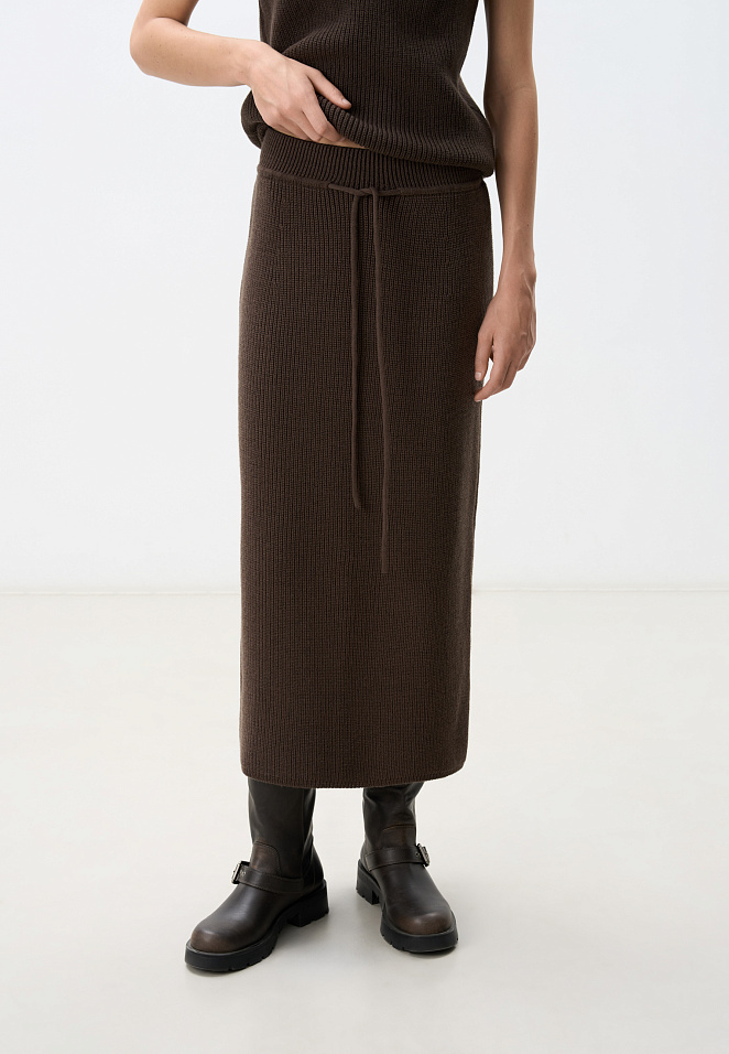 Трикотажная юбка миди из шерсти