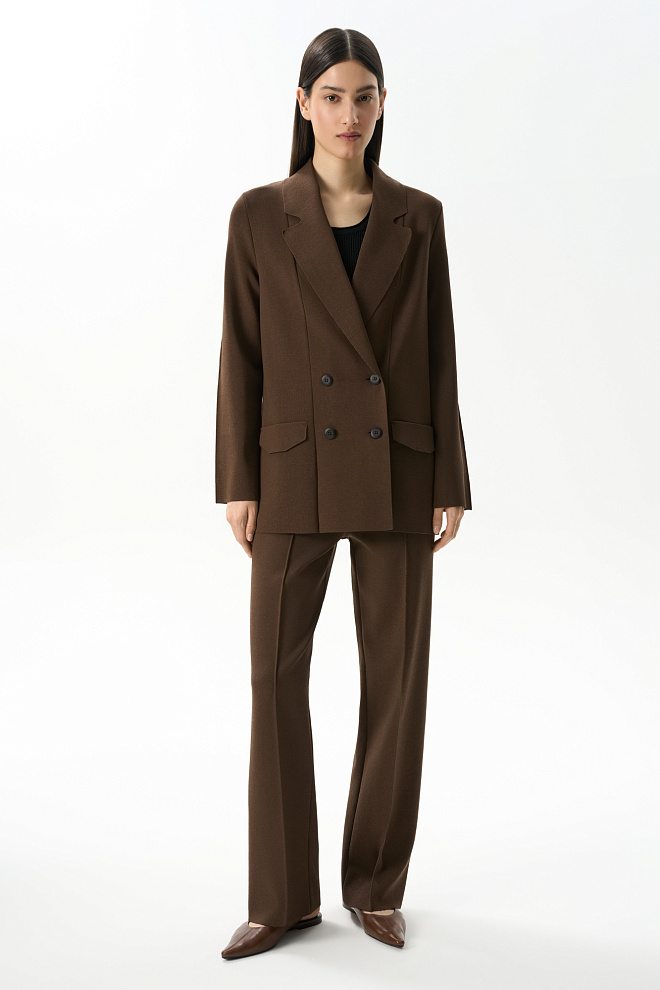 Трикотажный двубортный жакет