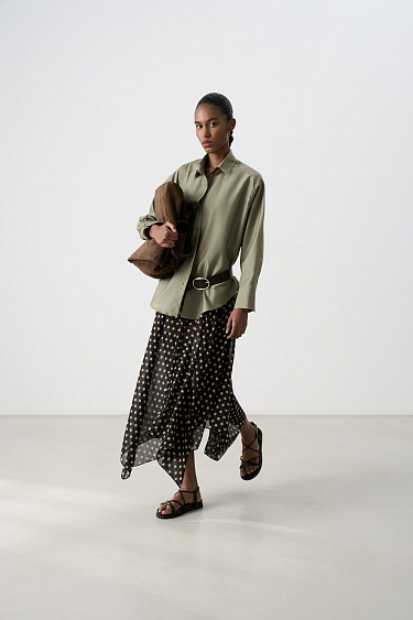 Шифоновая юбка с принтом горох