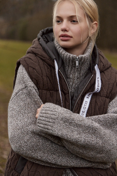 Меланжевый бомбер из шерсти мериноса экстрафайн