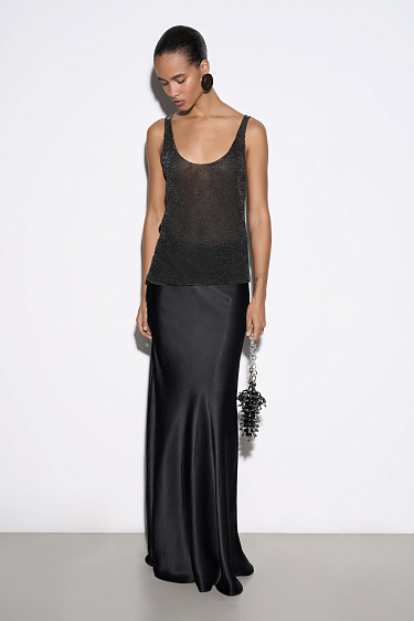 Цельновязаная майка с люрексом