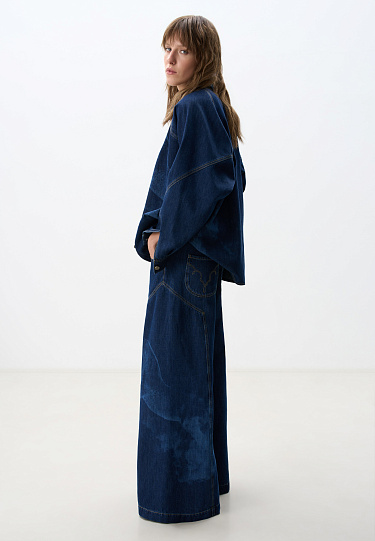 Джинсовая рубашка с принтом лошадей