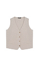 Трикотажный жилет из смесовой шерсти с кашемиром. Модель прямого кроя с V-образным вырезом и застежкой на пуговицы. Имитация карманов. Без подкладки.