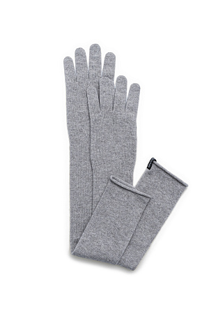 серый Трикотажные длинные перчатки из смесовой шерсти с добавлением кашемира.