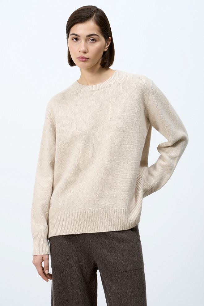 Джемпер из кашемира и шерсти с удлиненной спинкой