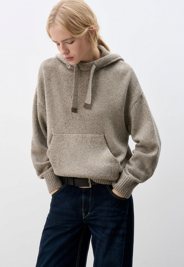 Трикотажное худи с карманом-кенгуру