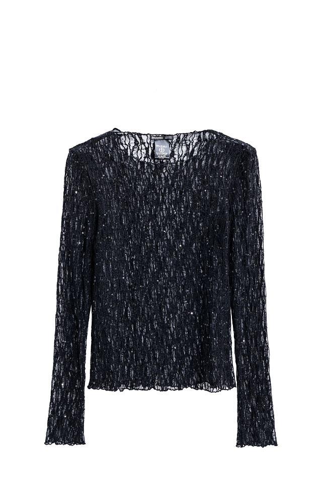Кружевной лонгслив с пайетками