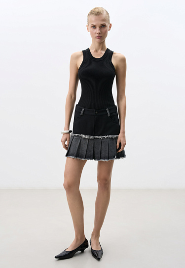 Юбка мини со вставкой из джинсы