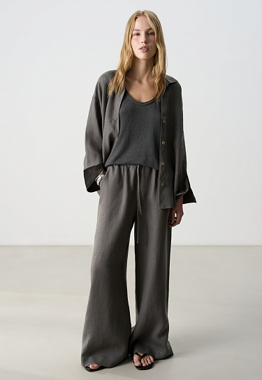 Льняные брюки с кулиской