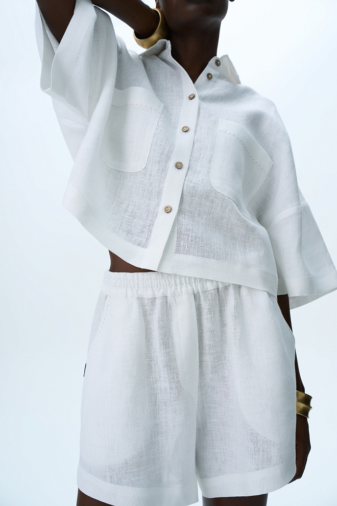 Костюм из 100% льна из рубашки и шорт
