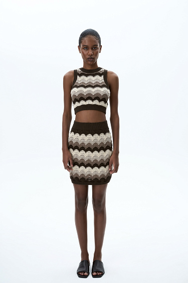 Юбка мини из хлопка с волнистым узором