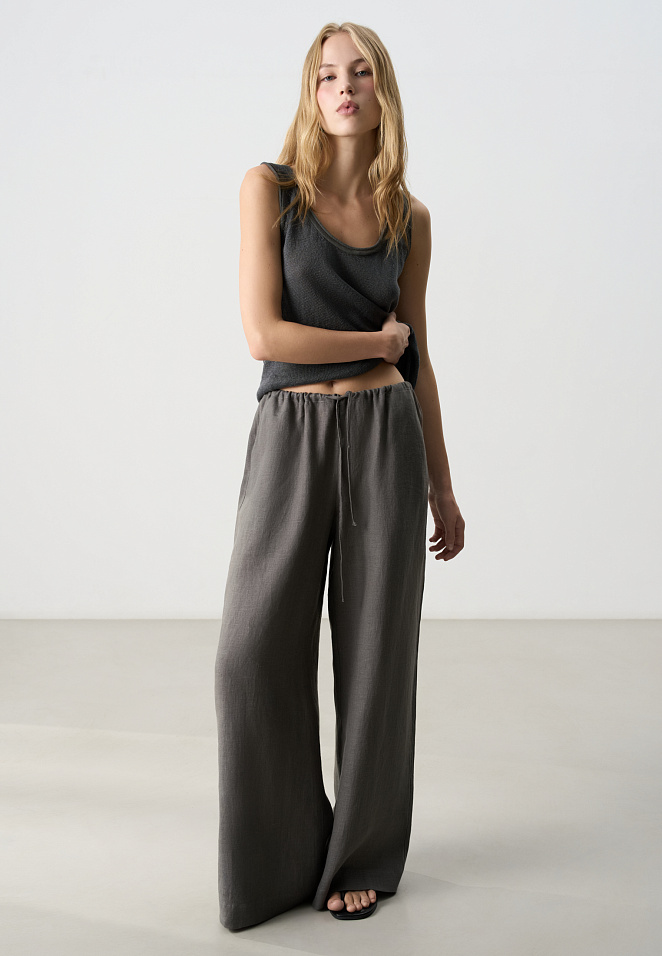 Льняные брюки с кулиской