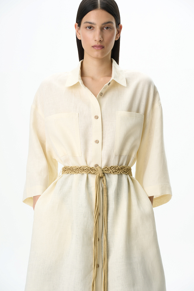 Платье-рубашка из 100% льна