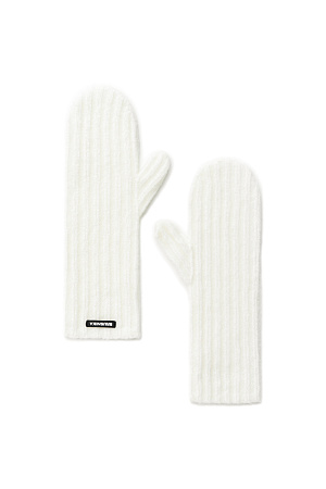 белый Трикотажные варежки из шерсти мериноса. Изделие декорировано брендированным ярлыком.