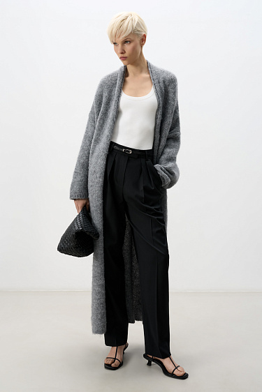 Длинный кардиган с добавлением мохера
