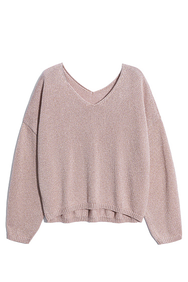 Джемпер из вискозы с люрексом и V-образным вырезом