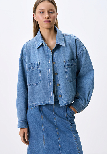 Укороченная джинсовая рубашка