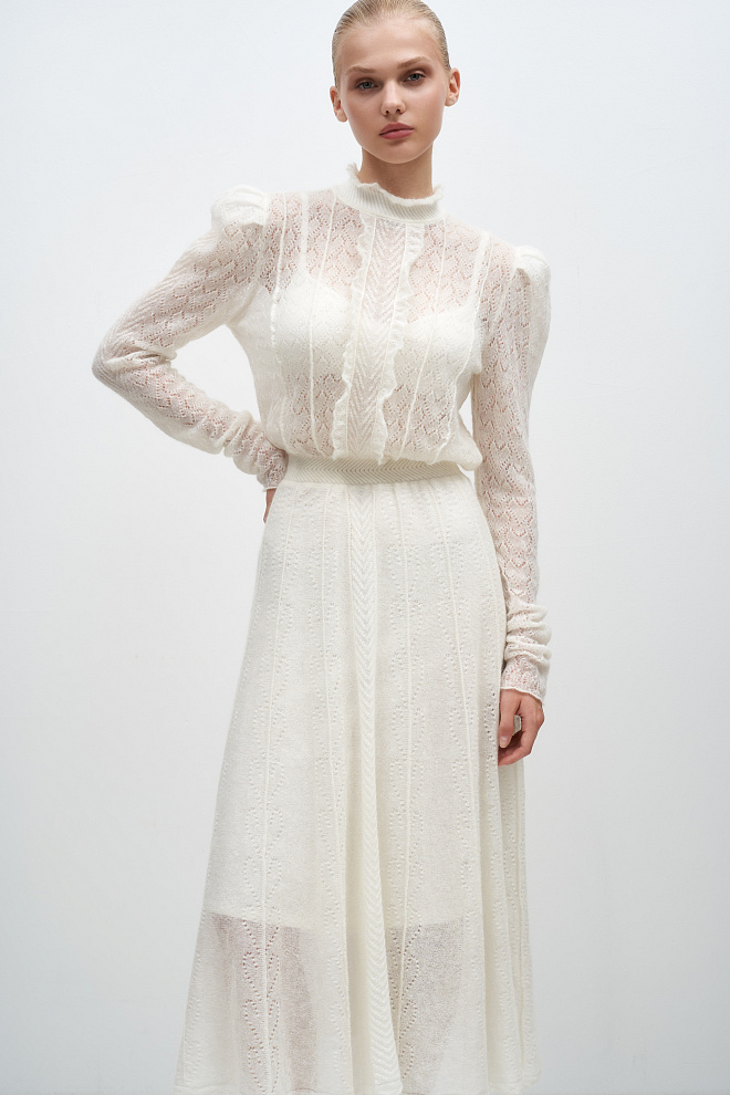 Ажурное платье из супер кид мохера и беби альпака