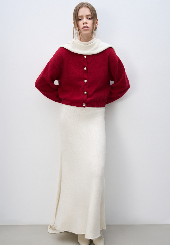 Кардиган из пуха лисы на пуговицах 