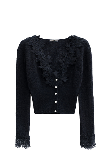 Кардиган из шерсти мериноса с кружевом