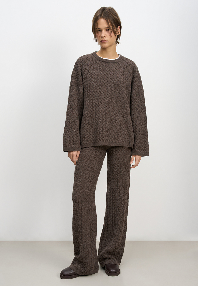 Брюки с косами из 100% шерсти мериноса экстрафайн 