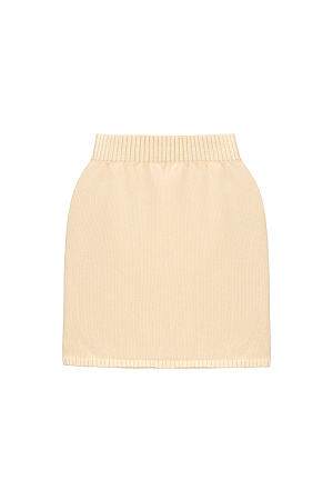желтый Трикотажная юбка длины мини из 100% хлопка. Модель приталенного силуэта с эластичным поясом в рубчик.