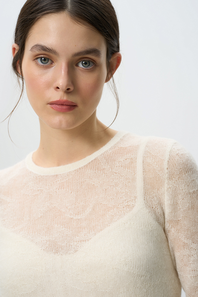 Ажурная водолазка из супер кид мохера и беби альпака