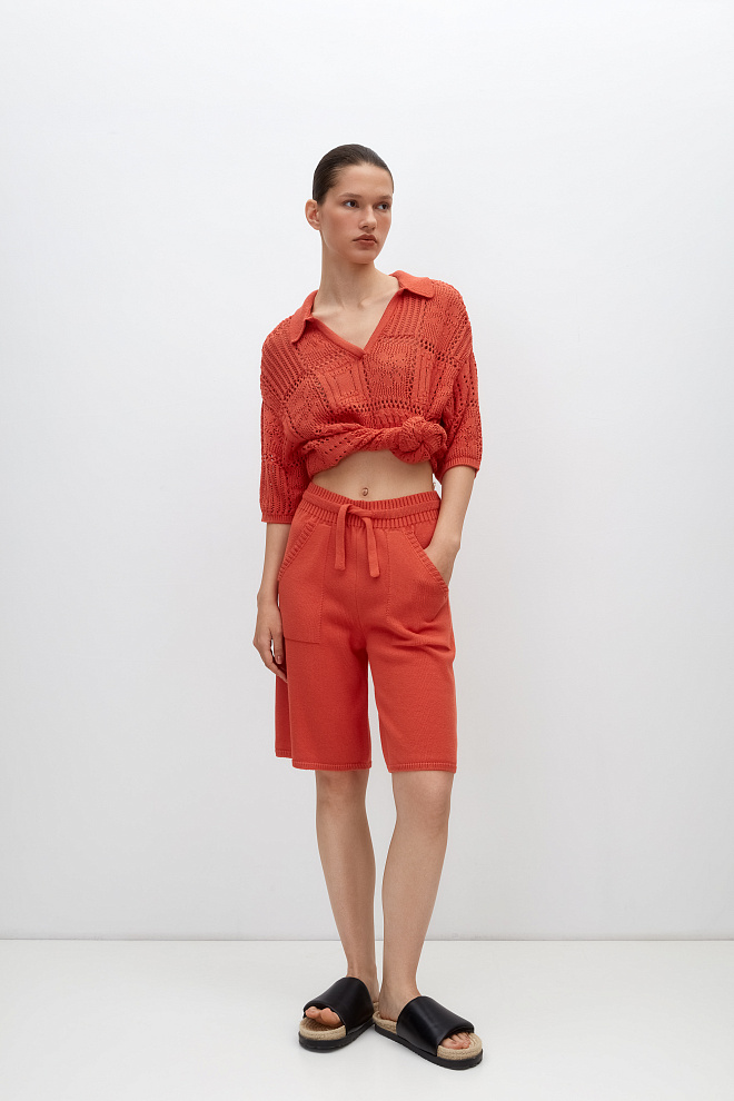 Трикотажная футболка поло в стиле пэчворк