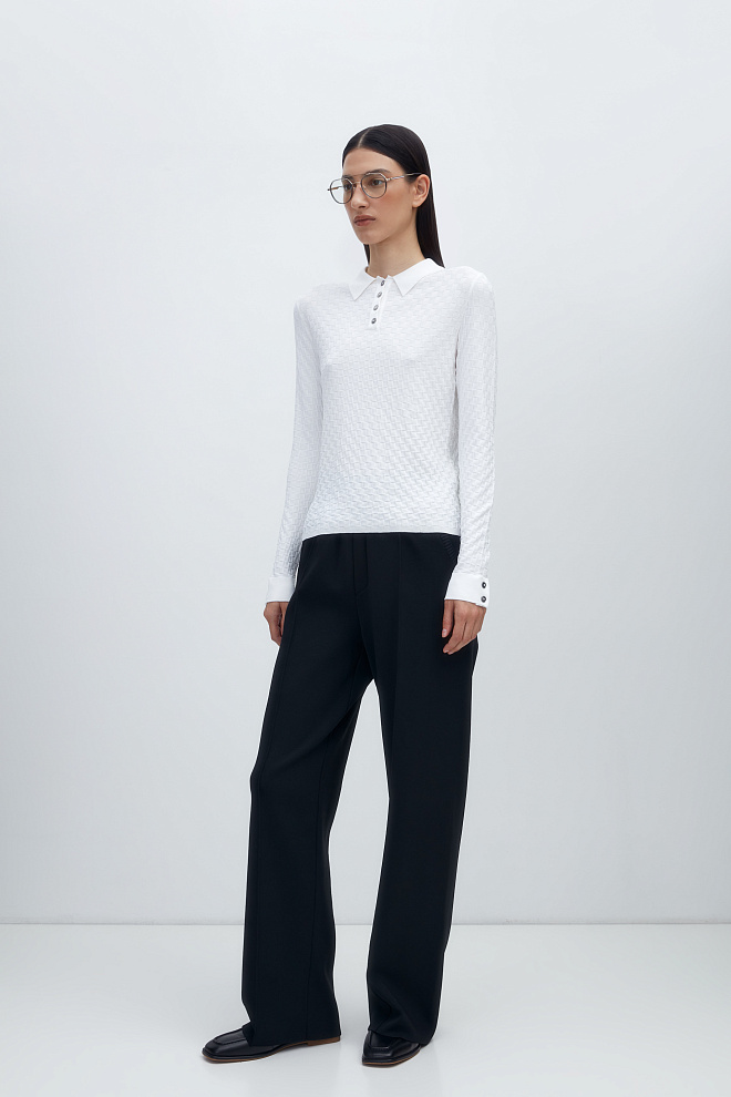 Лонгслив с воротником поло